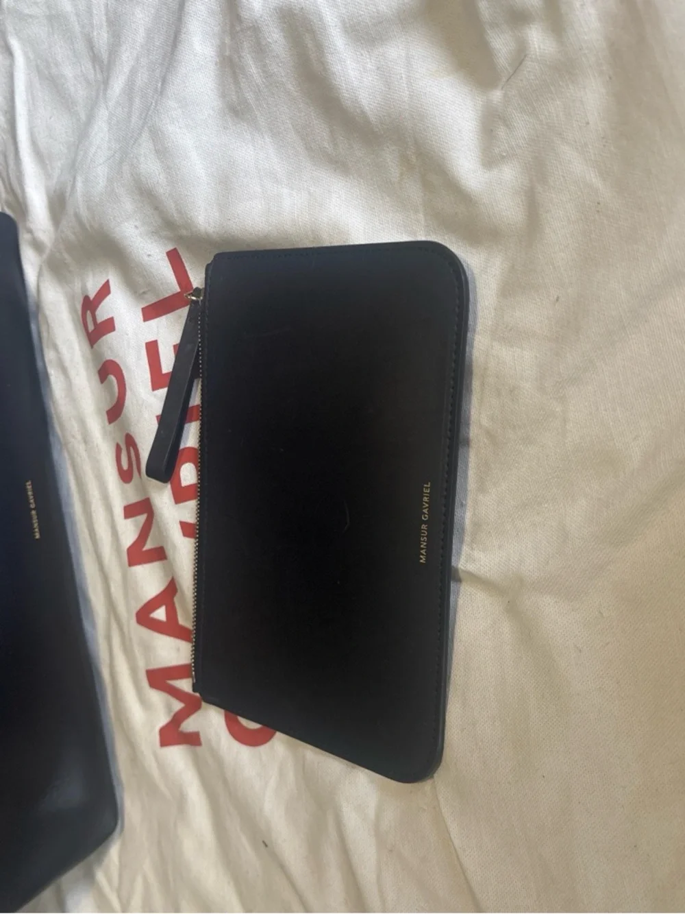 Mansur Gavriel Black Leather Tote with Gold Logo